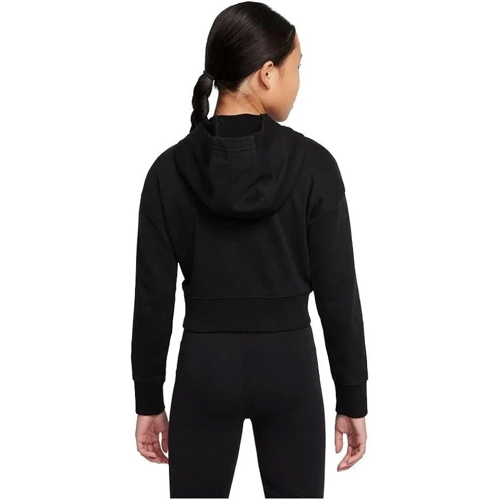 Nike Air Girls Cropped Hoodie Black Embroidered Logo Sweatshirt Kids Size Medium